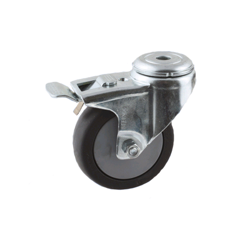 zwenkwiel grijs rubber met gat en rem-1 zwenkwiel grijs rubber met gat en rem-1