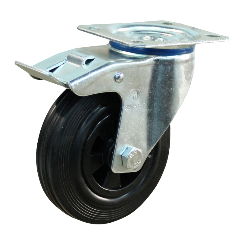 zwenkwiel zwart rubber met rem-1 zwenkwiel zwart rubber met rem-1