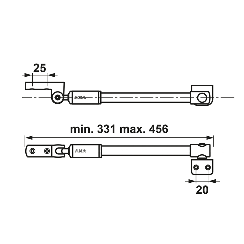 telescoop uitzetter rvs/zwart axa-7 telescoop uitzetter rvs/zwart axa-7