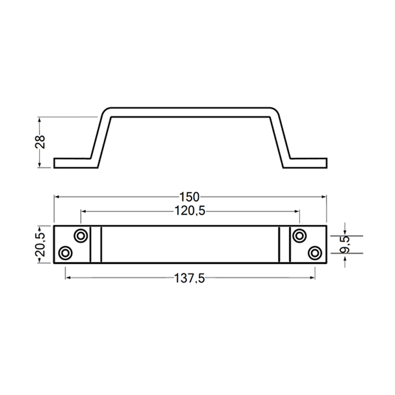 handgreep aluminium mat zwart hermeta-5 handgreep aluminium mat zwart hermeta-5